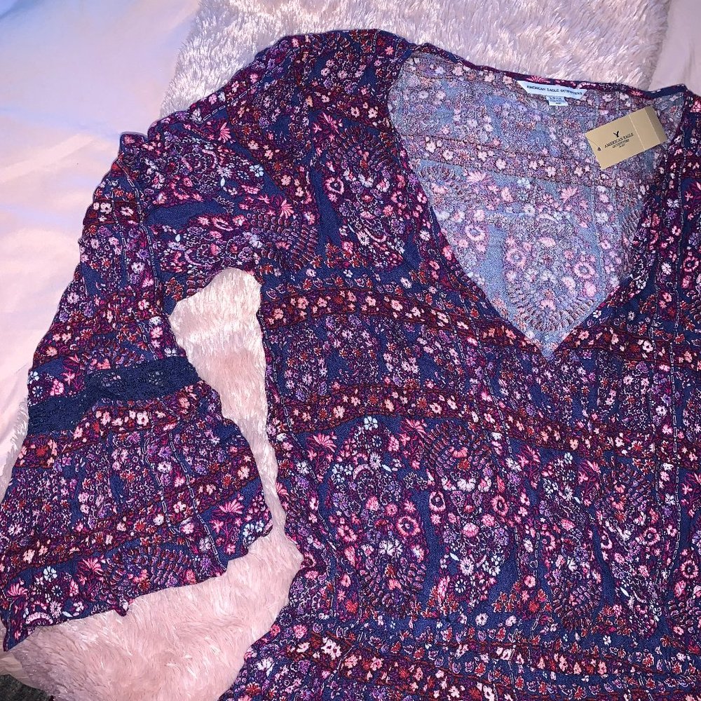 Purple Printed Loose-Fitting Romper